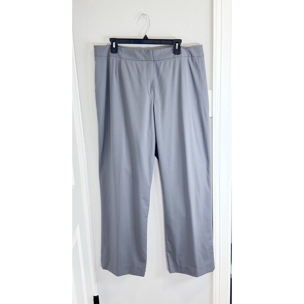 Lafayette 148 16W Gray Virgin Wool Stretch Straight Trousers Office Quiet Luxury